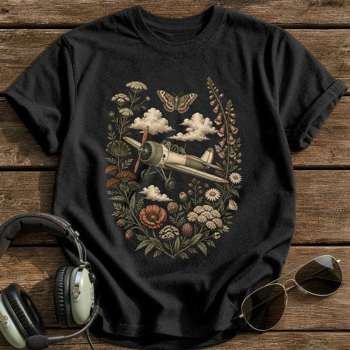 Wildflower Flight T-Shirt - Black