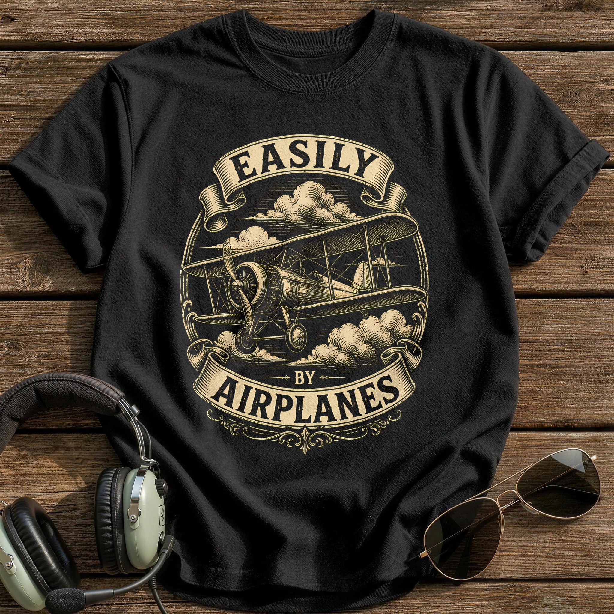 Woodcut Biplane 88 - Black