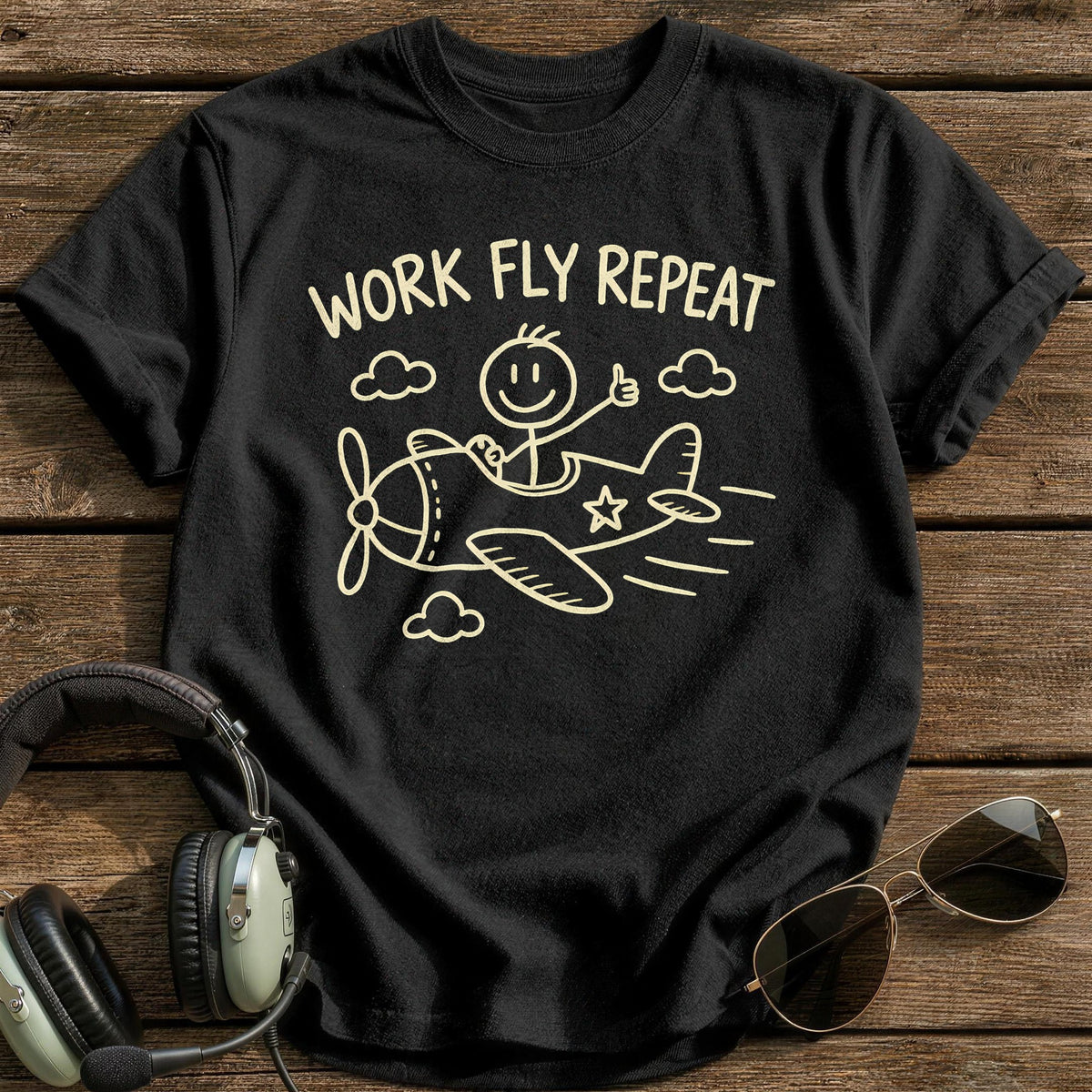 Work Fly Repeat 90 T-Shirt - Black
