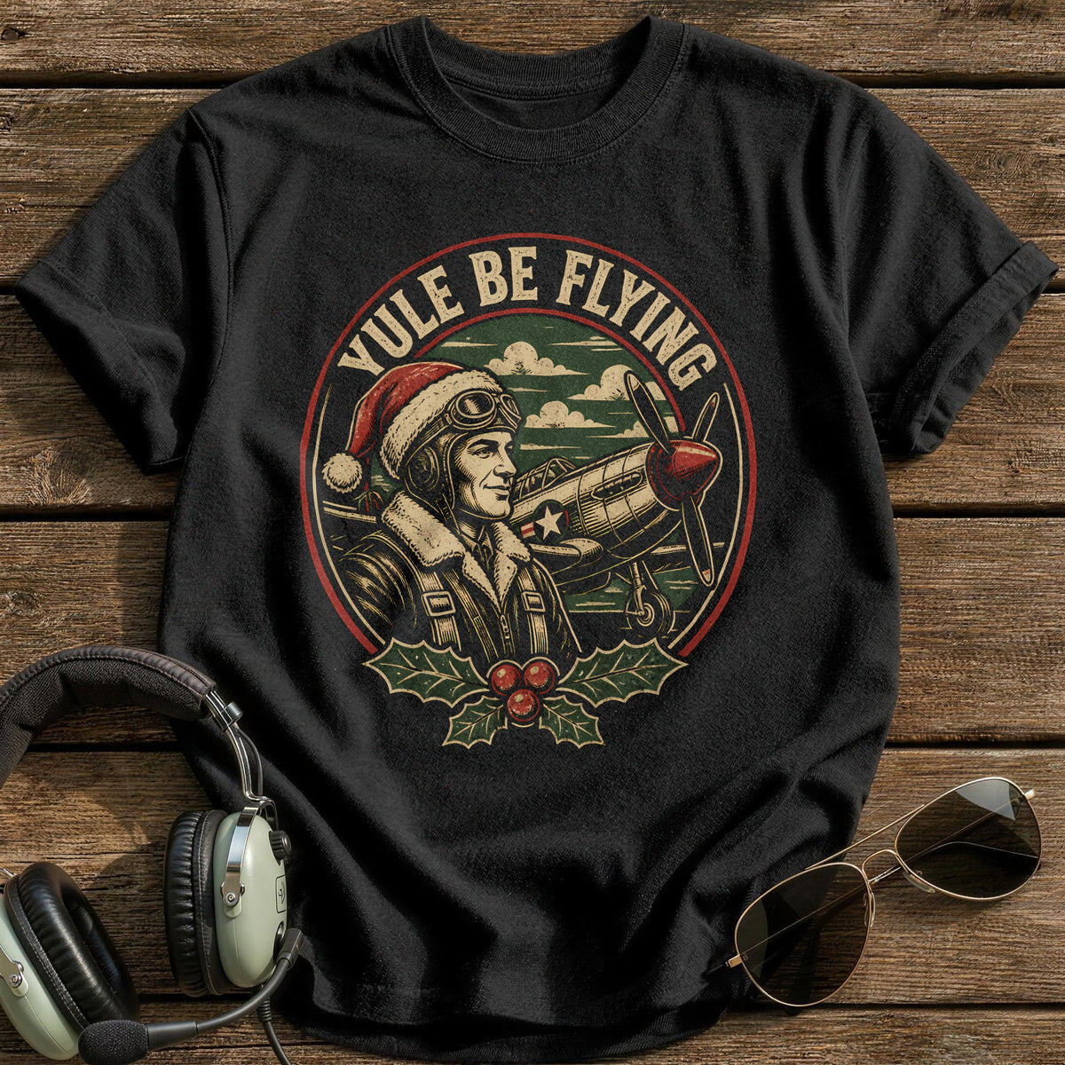 Yule Be Flying 86 T-Shirt - Black