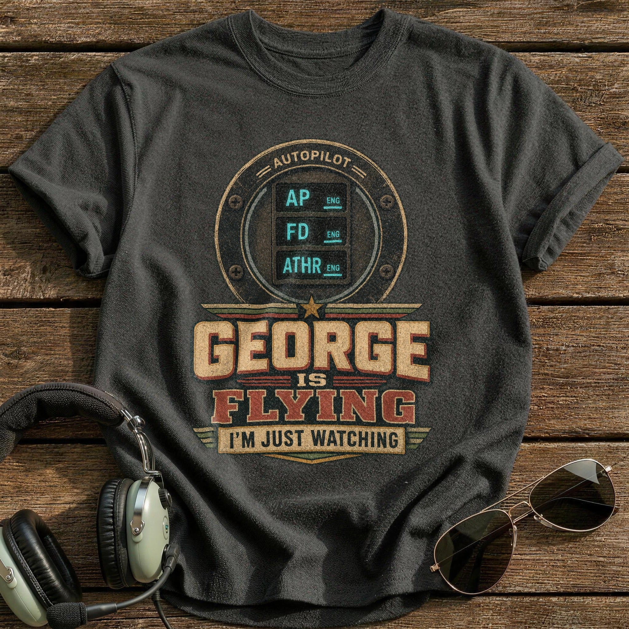 George is Flying T-Shirt - Charcoal