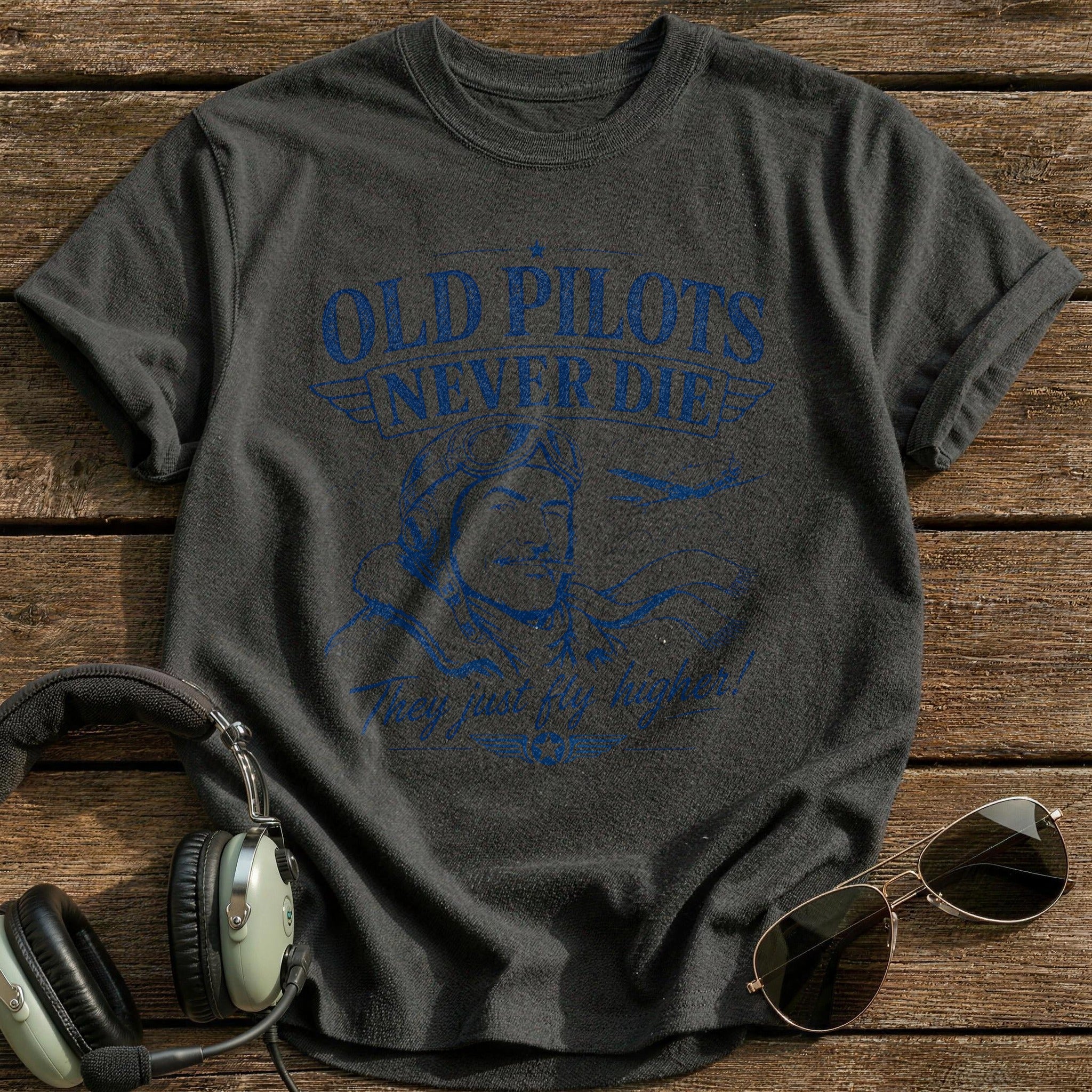 Old Pilots Never Die T-Shirt - Charcoal