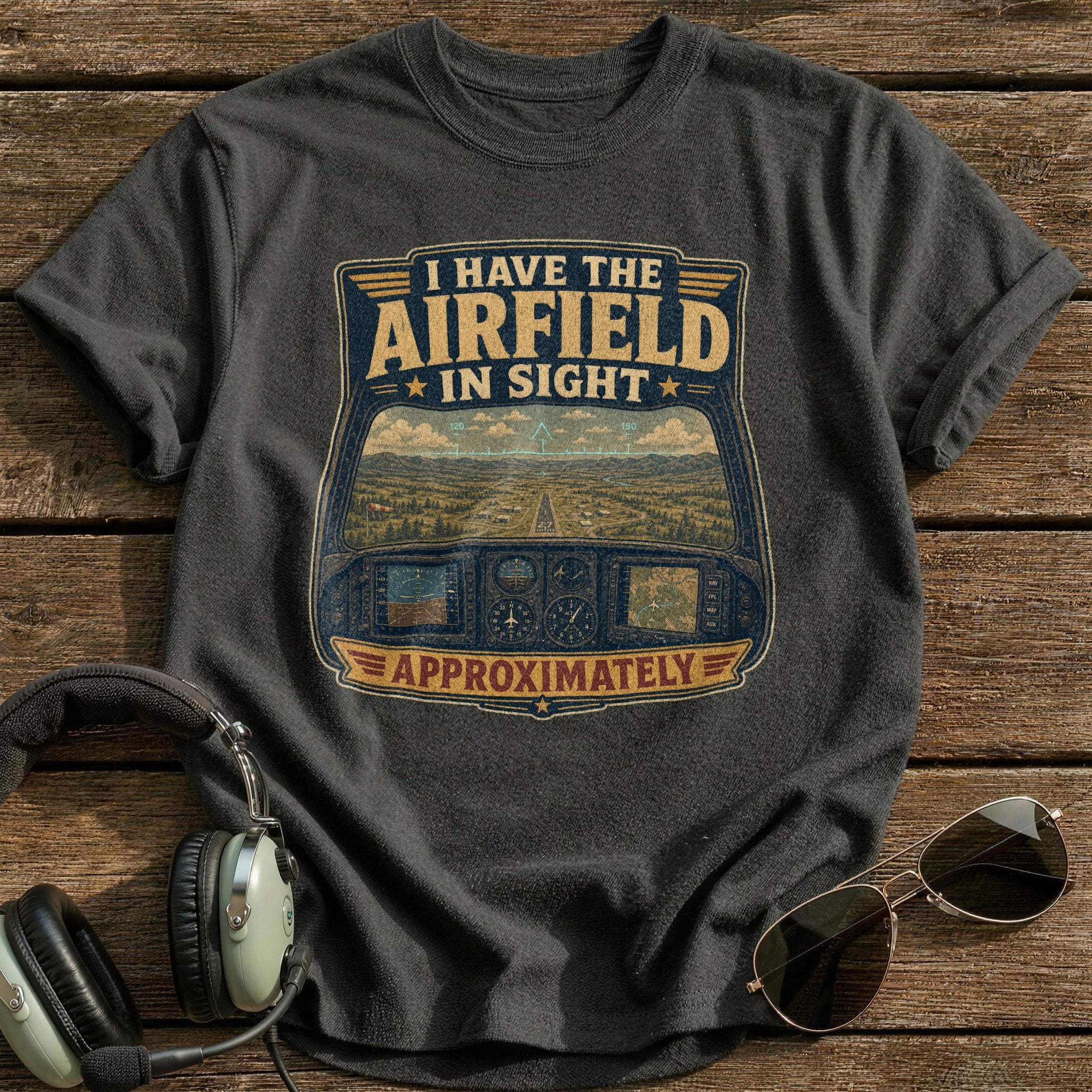 I Have the Airfield in Sight T-Shirt - Charcoal
