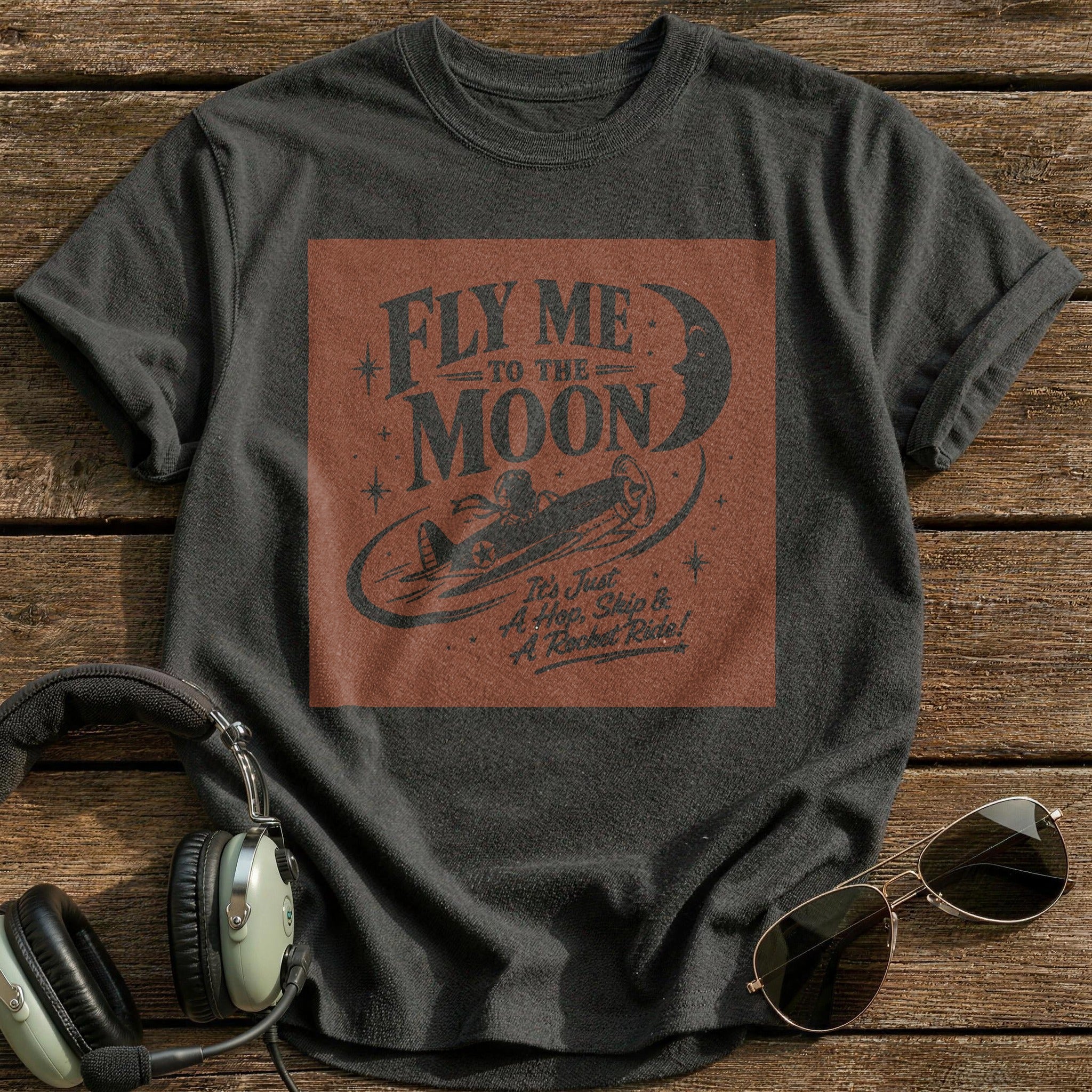 Fly Me to the Moon T-Shirt - Charcoal