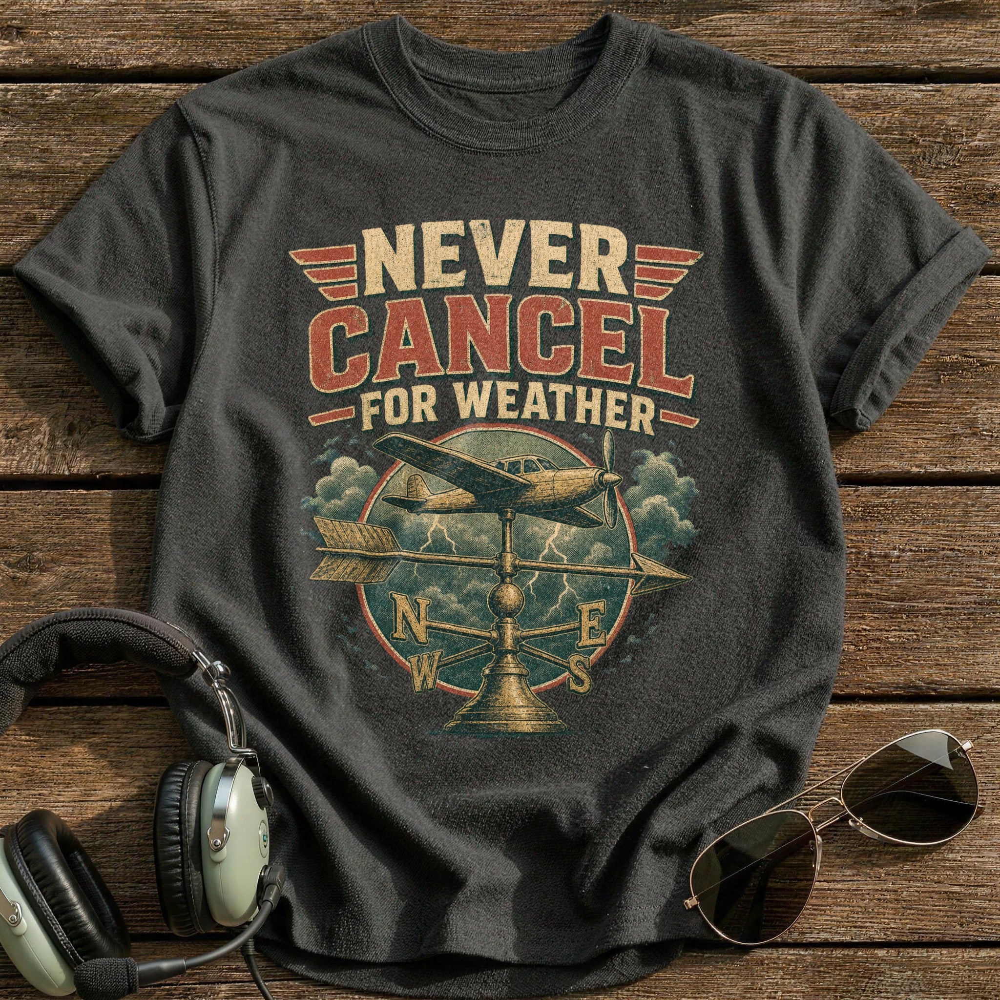 Never Cancel for Weather T-Shirt - Charcoal