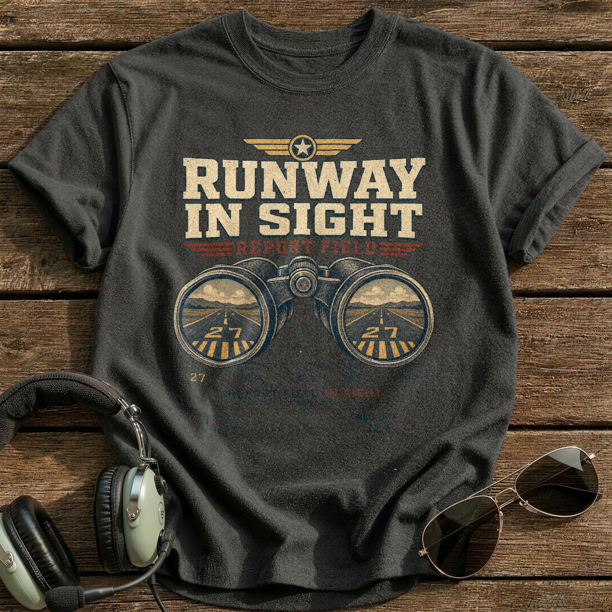 Runway in Sight T-Shirt - Charcoal