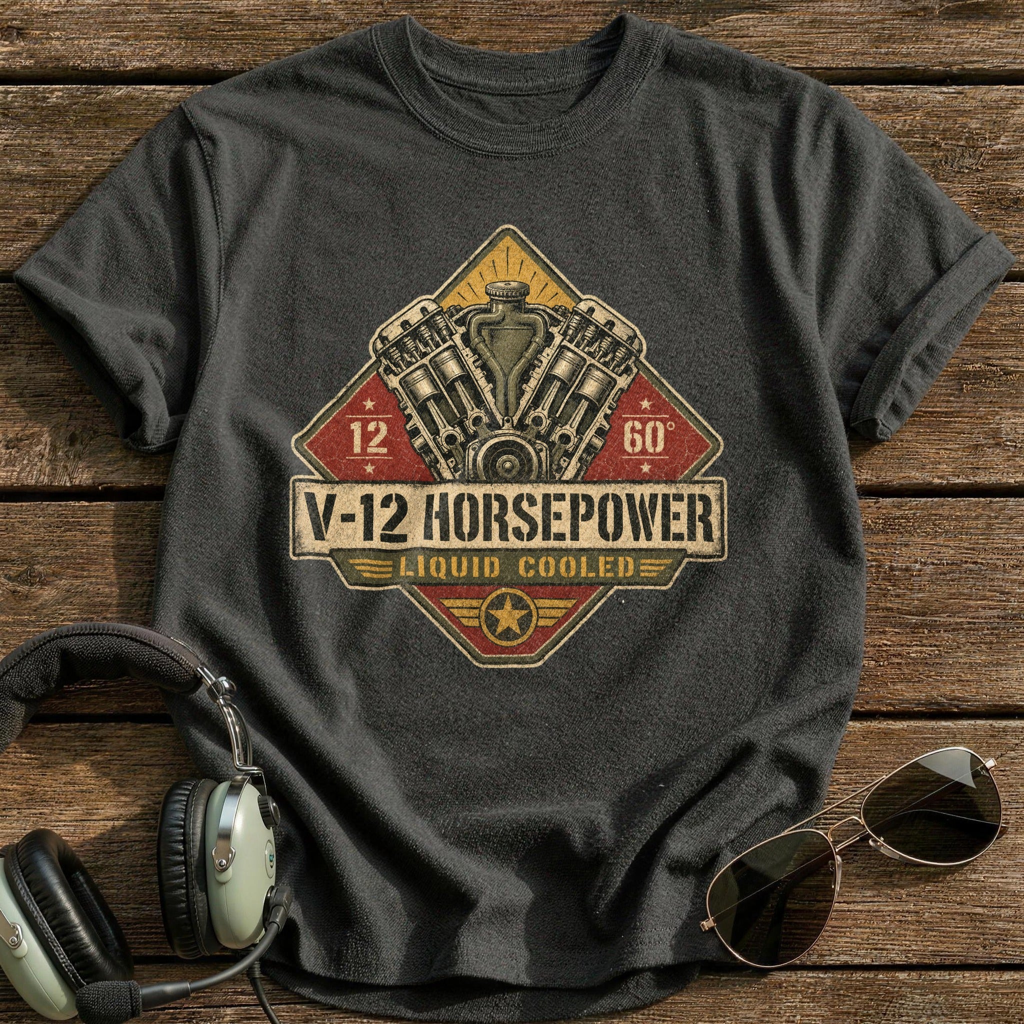 V-12 Horsepower T-Shirt - Charcoal