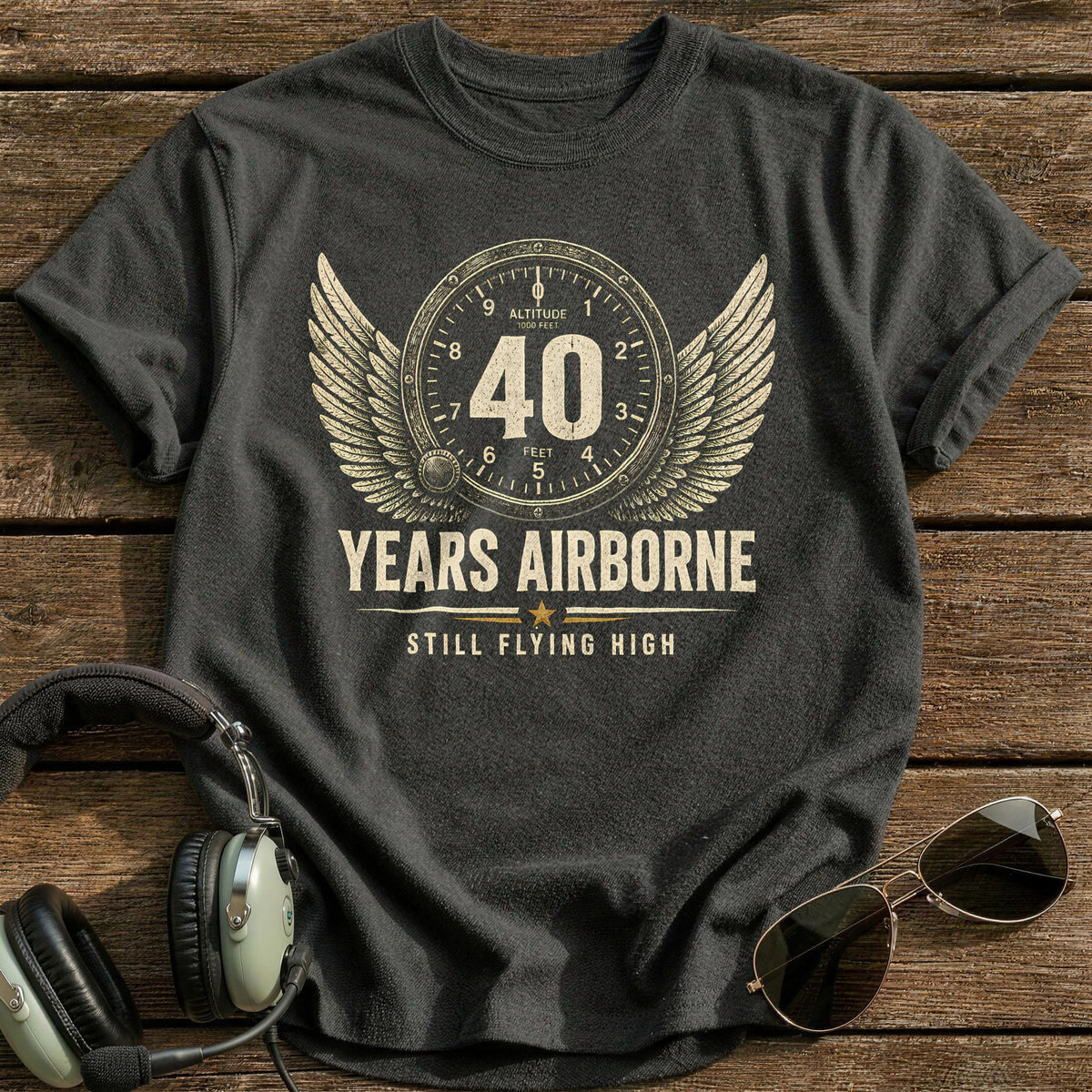 40 Still Flying T-Shirt - Charcoal