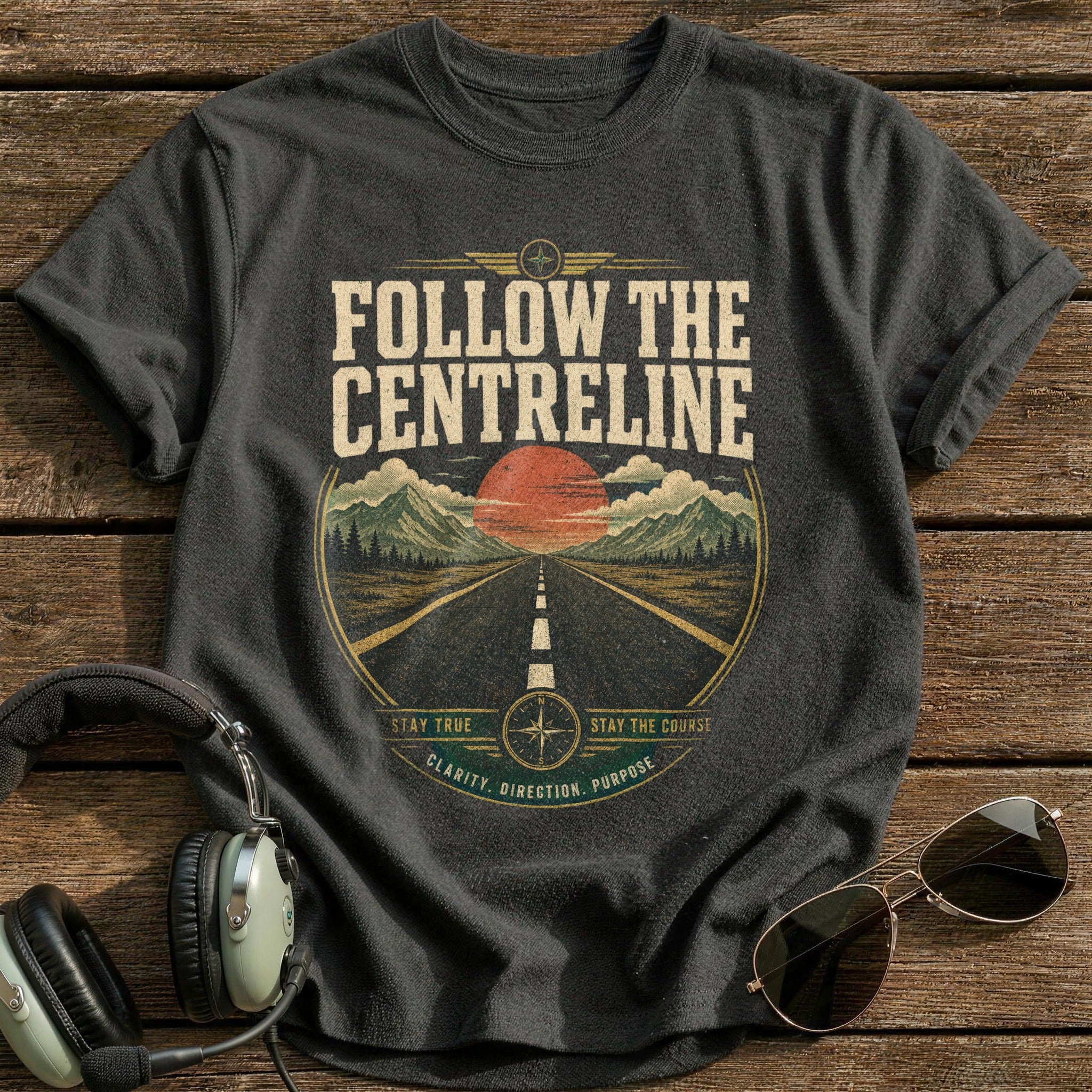 Follow the Centreline T-Shirt - Charcoal