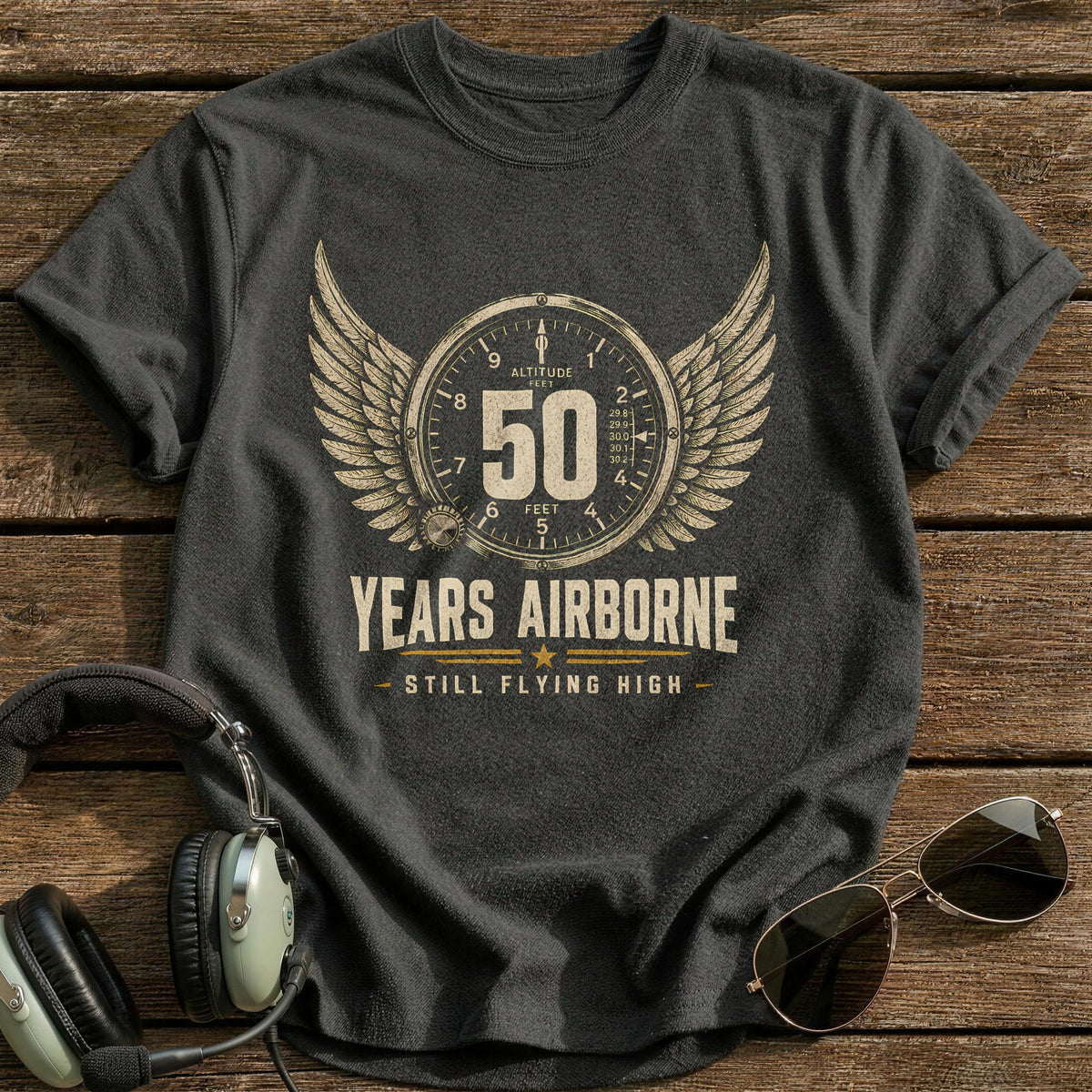 50 Still Flying T-Shirt - Charcoal