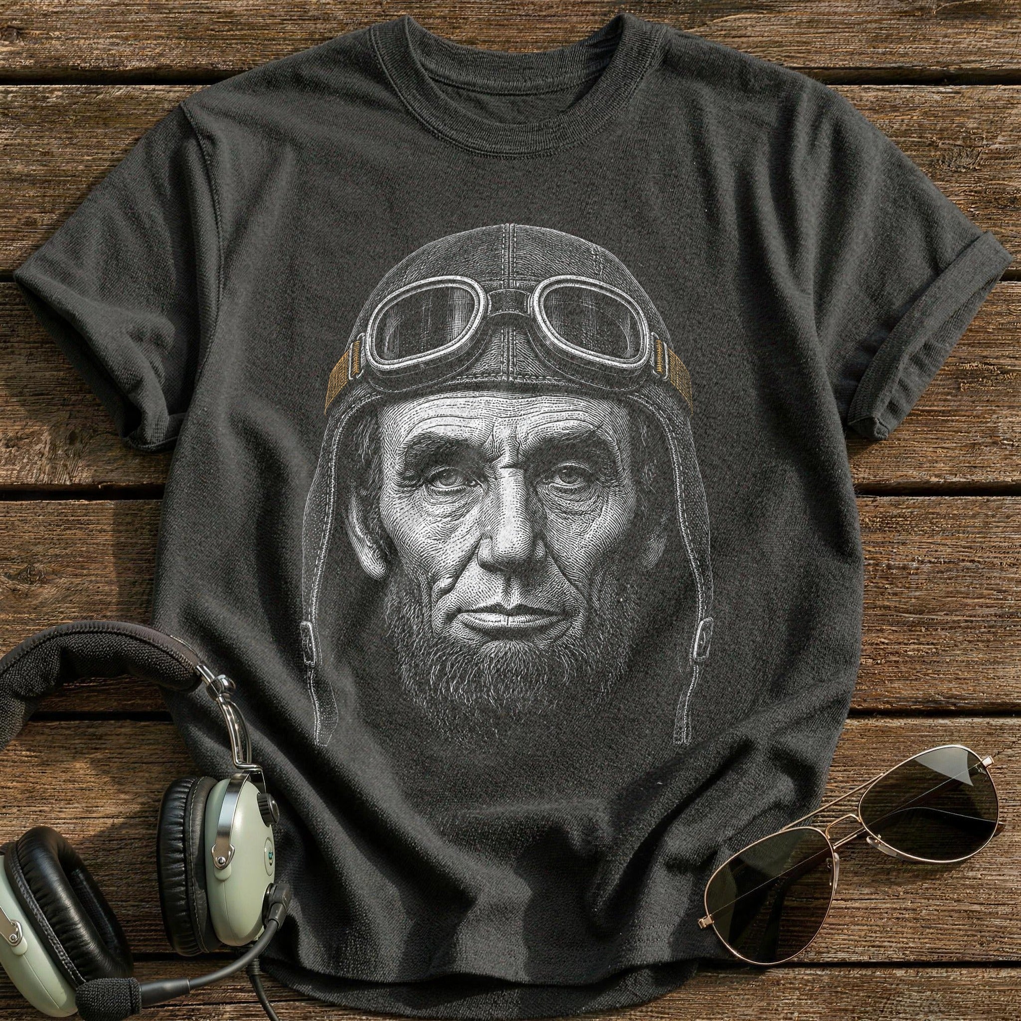 Abraham Lincoln Aviator (Muted Amber) T-Shirt - Charcoal