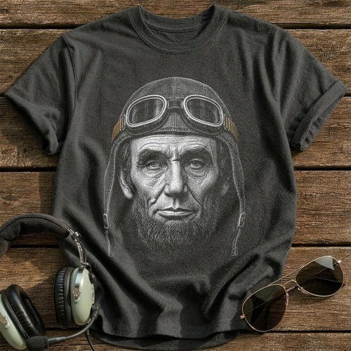 Abraham Lincoln Aviator (Muted Amber) T-Shirt - Charcoal