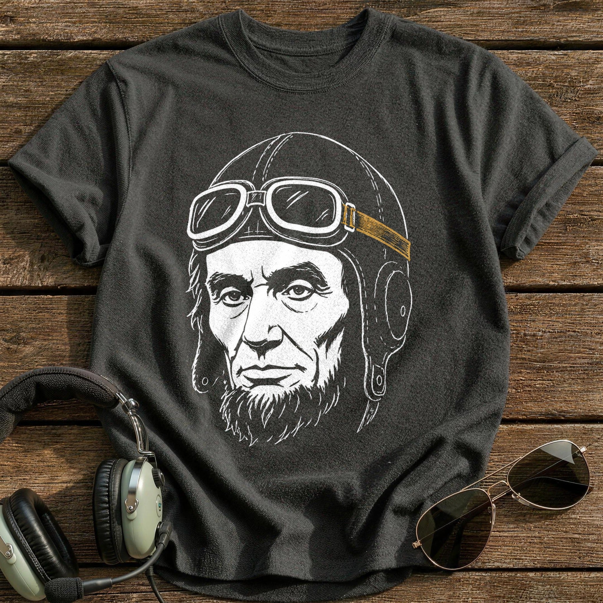 Abraham Lincoln Aviator (Muted Amber) T-Shirt - Charcoal