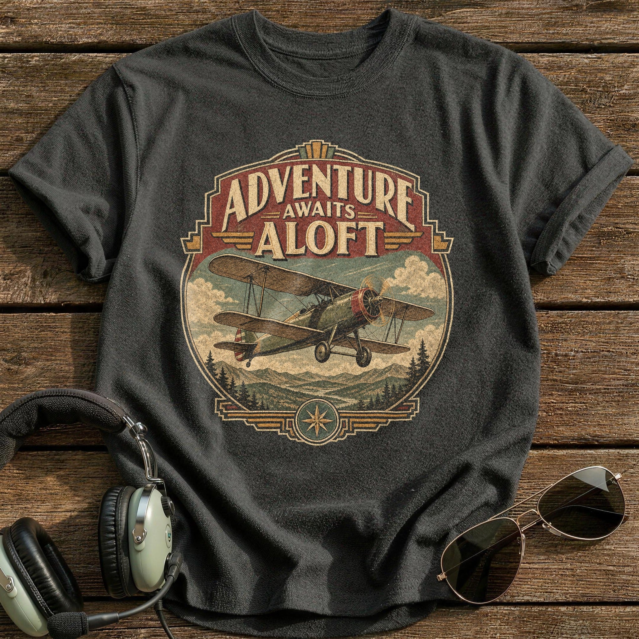 Adventure Awaits Aloft T-Shirt - Charcoal
