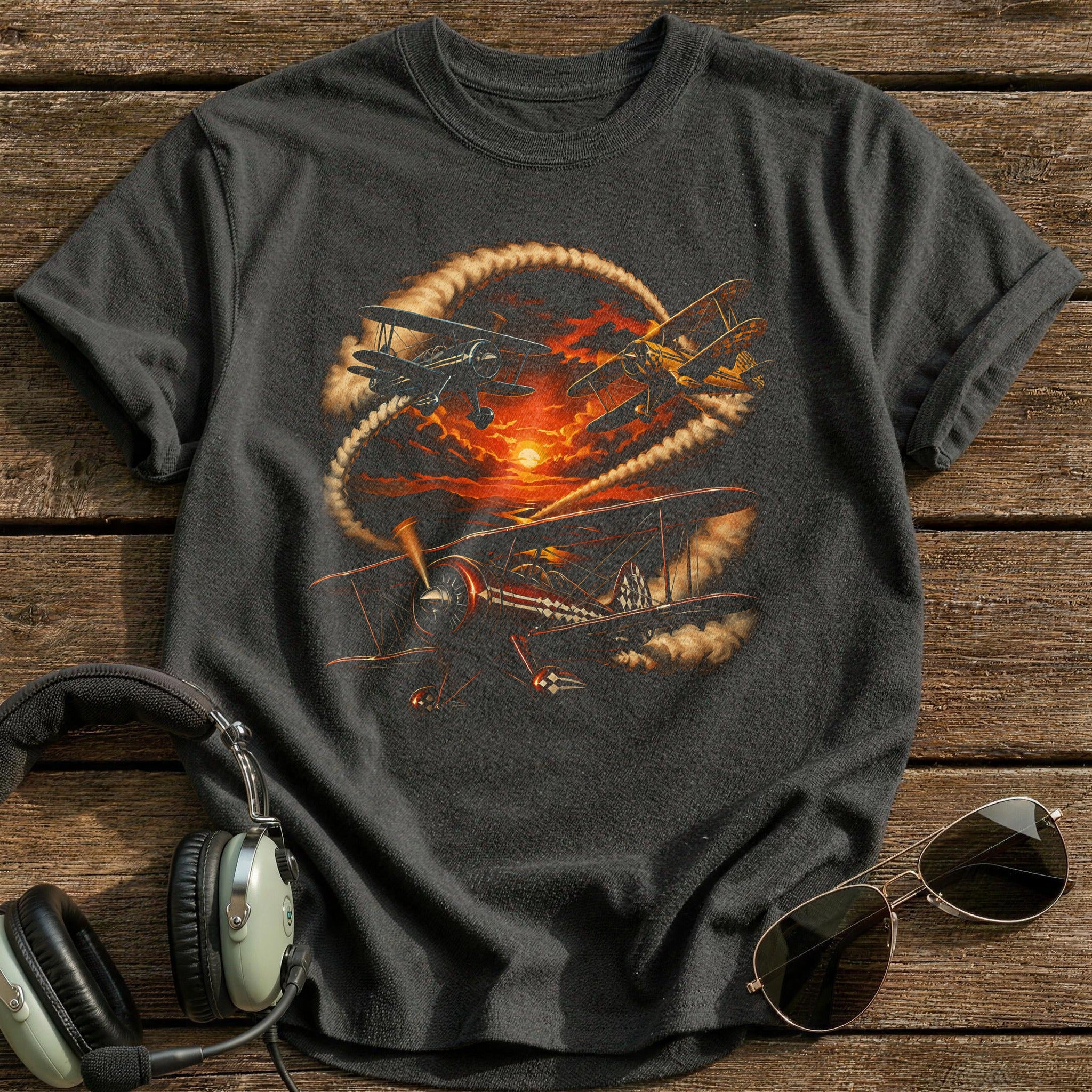 Aerobatic Sunset T-Shirt - Charcoal