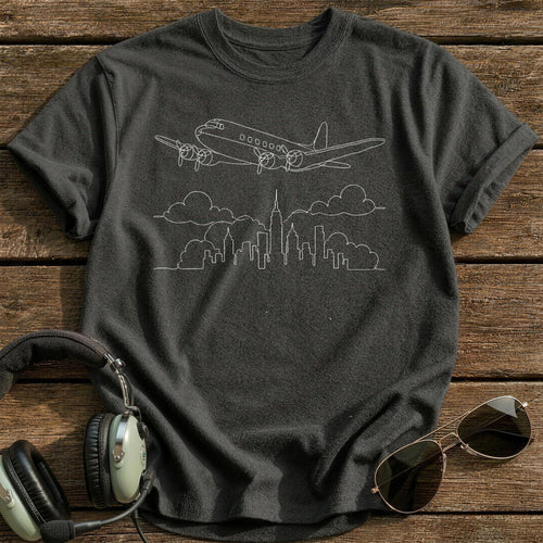Airliner City Clouds 22 T-Shirt - Charcoal