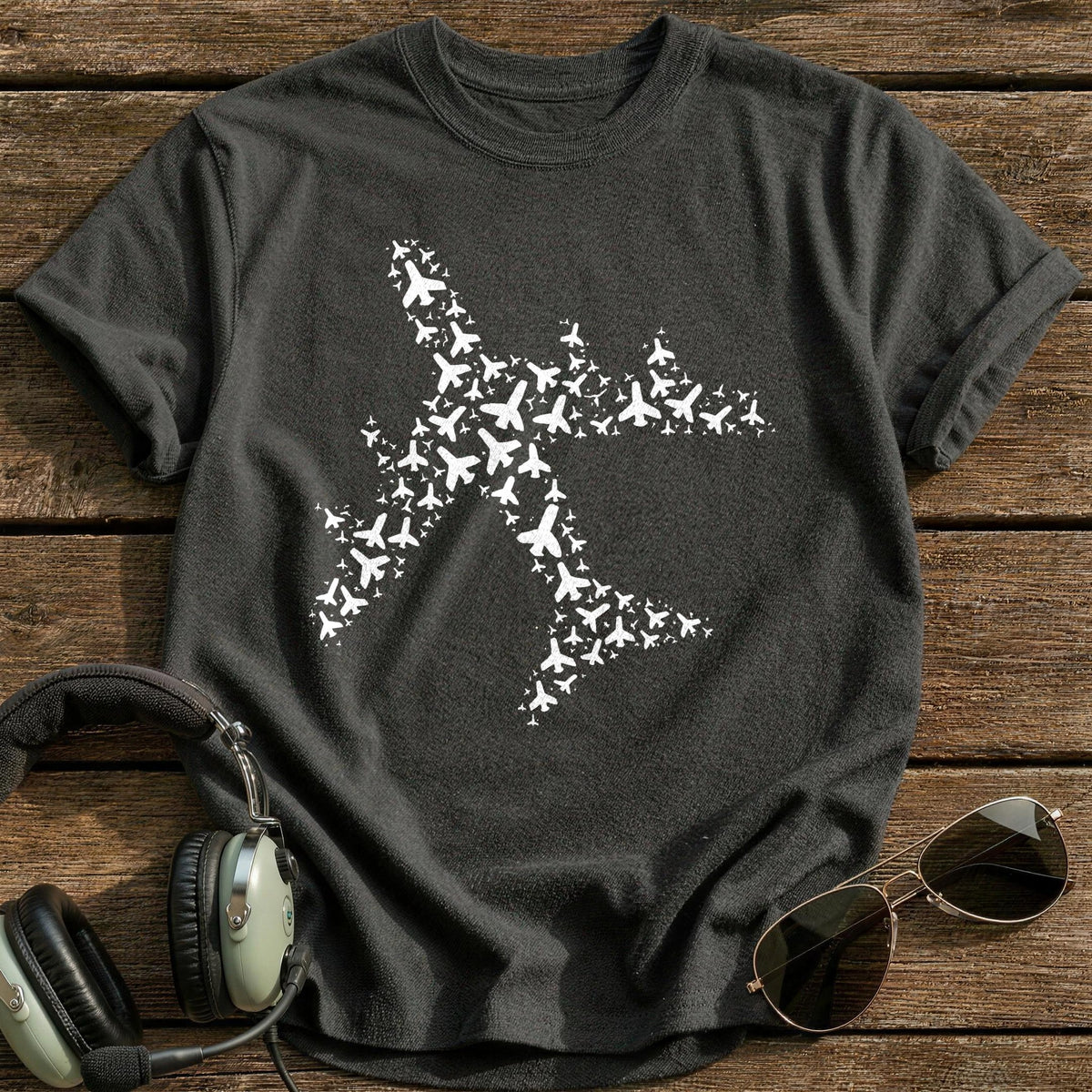 Airplane Made Of Planes T-Shirt - Charcoal