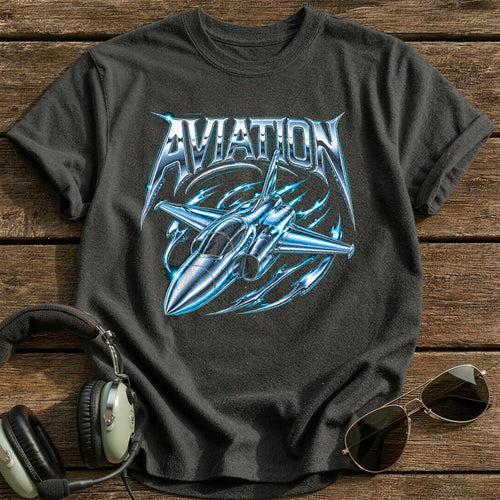 Aviation Chrome Y2K 73 T-Shirt - Charcoal