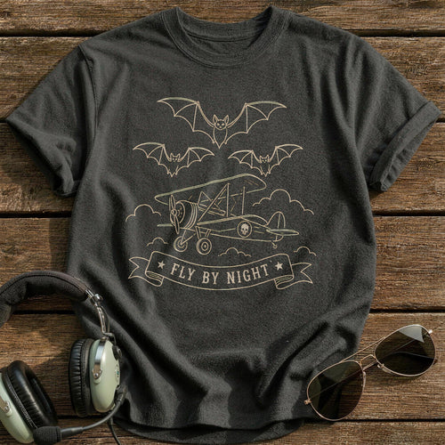 Bats Biplane Banner 82 - Charcoal