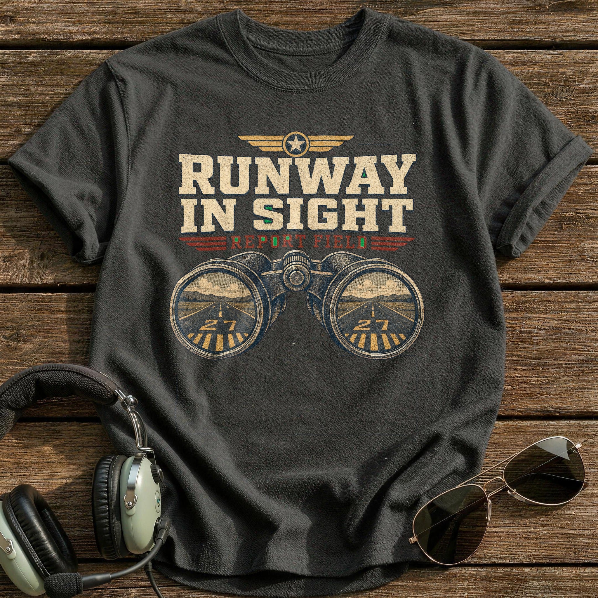 Binoculars On Final T-Shirt - Charcoal