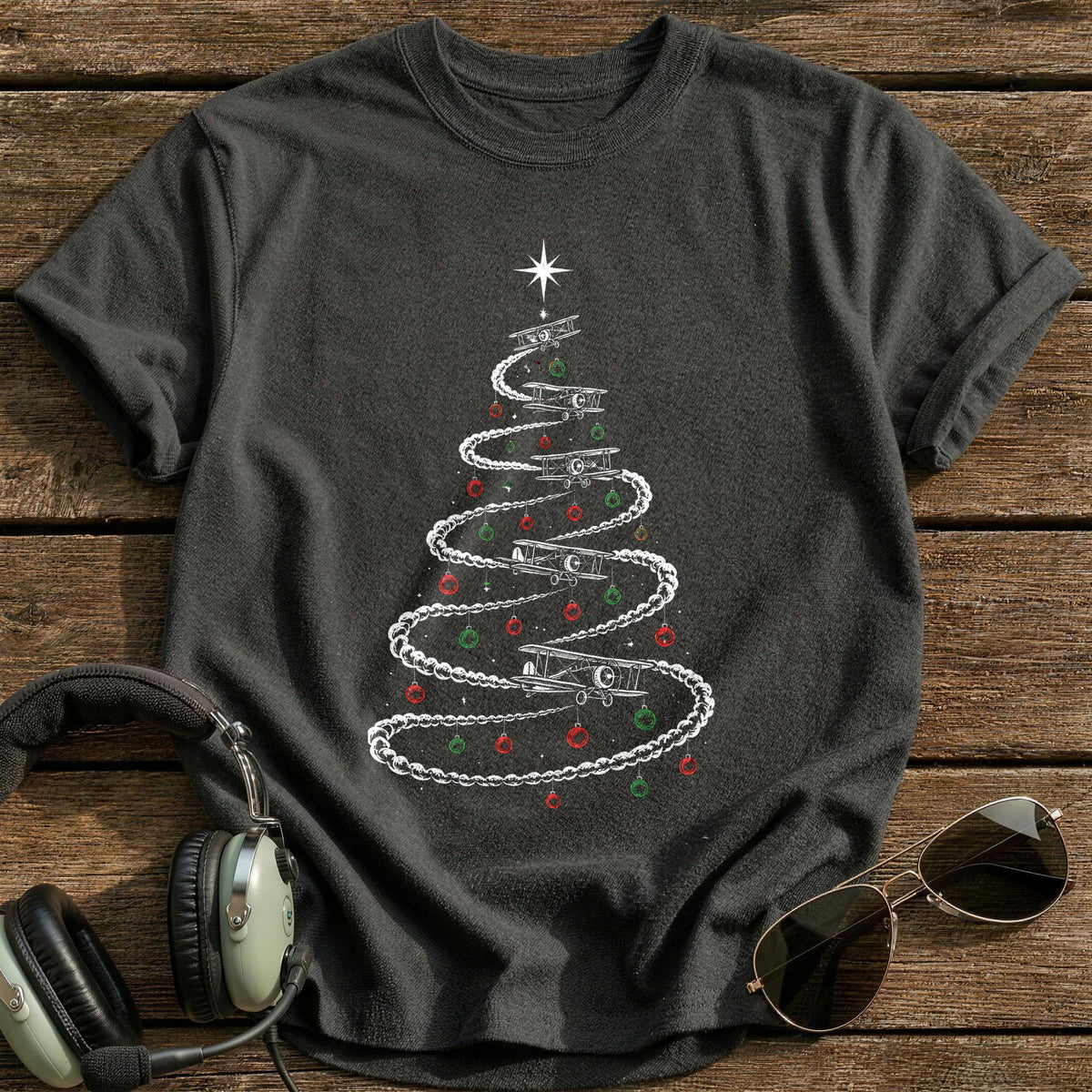 Biplane Smoke Tree 72 T-Shirt - Charcoal