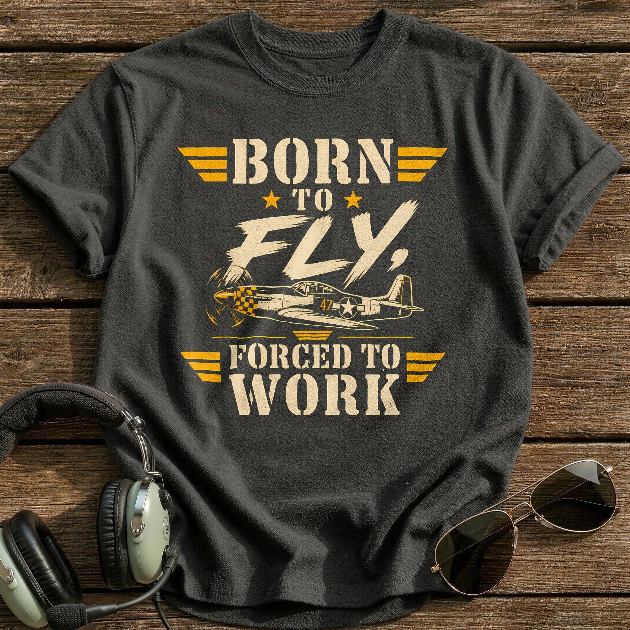 Born To Fly Forced To Work - Charcoal