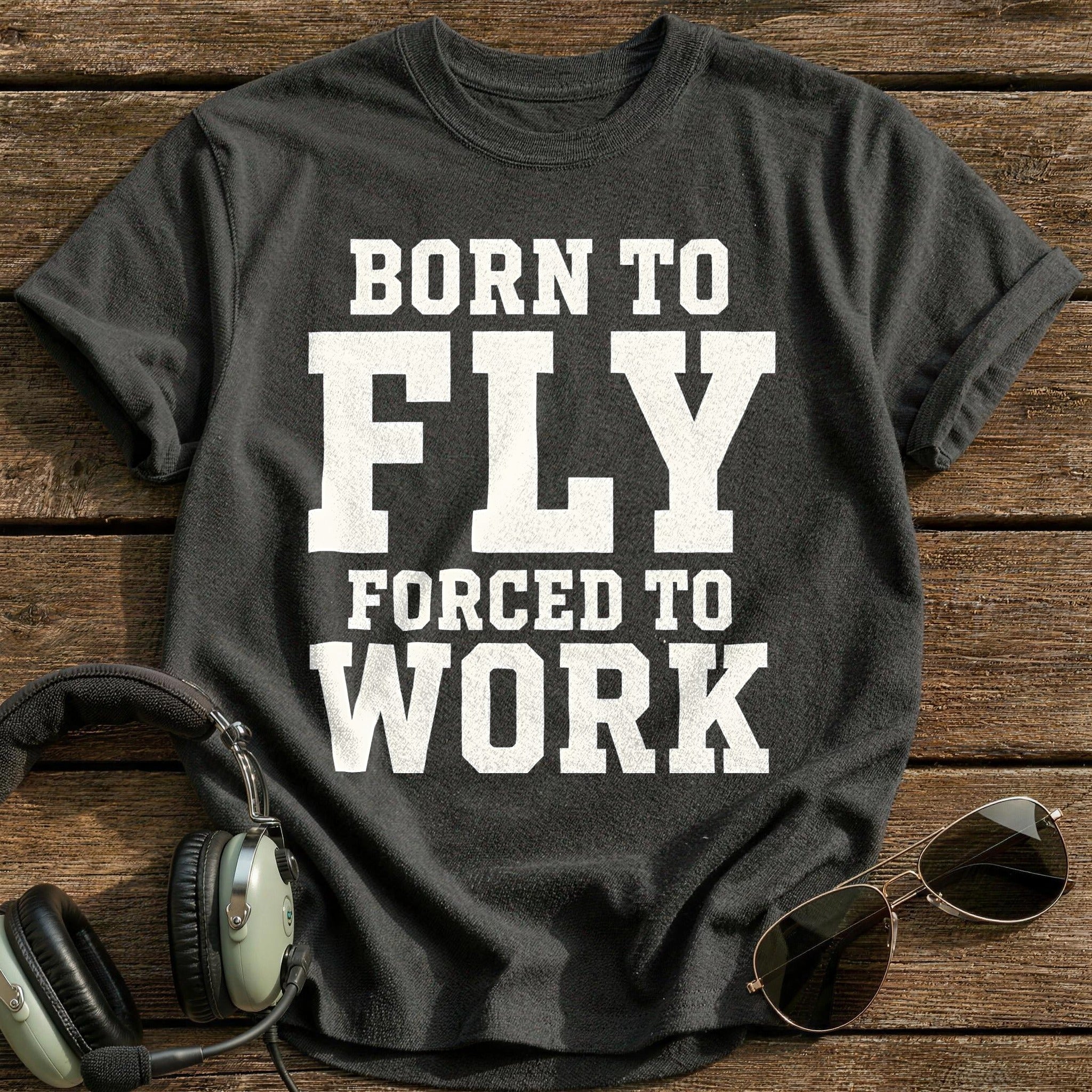 Born To Fly Forced To Work 61 T-Shirt - Charcoal