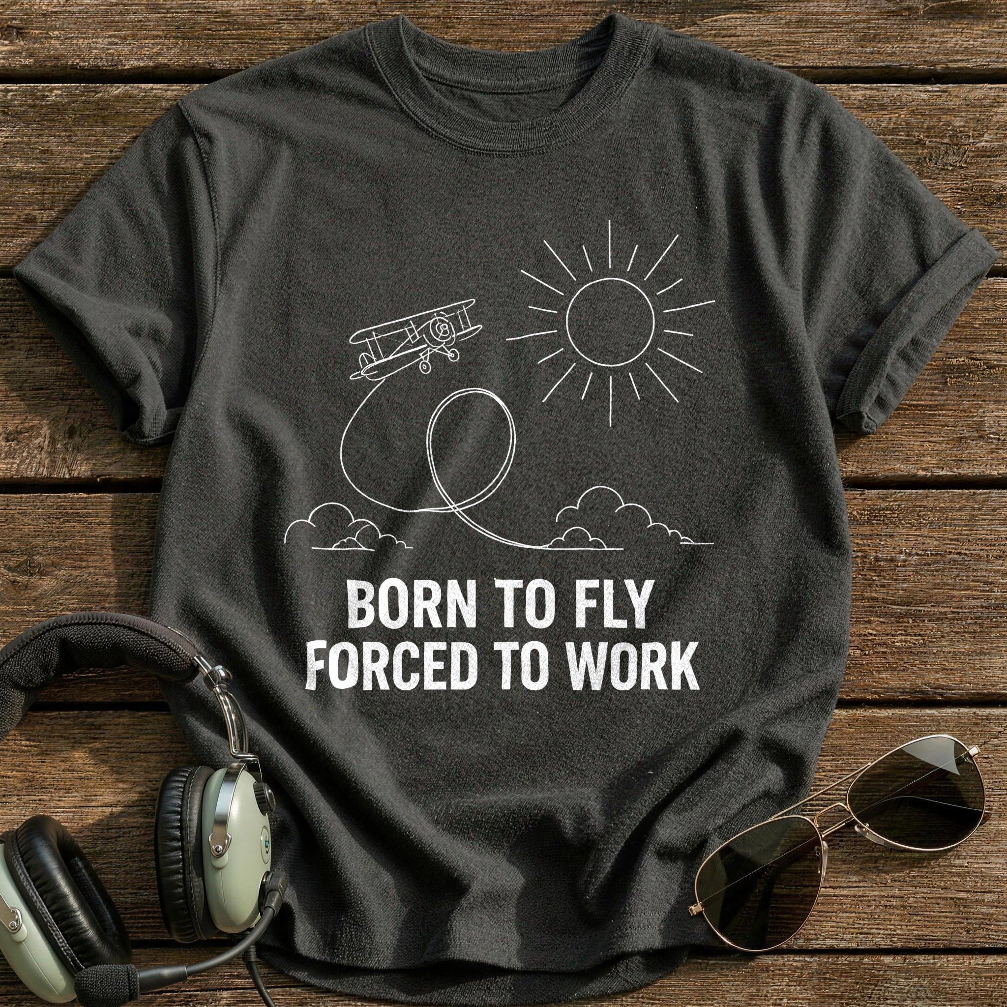 Born To Fly Forced To Work 67 T-Shirt - Charcoal