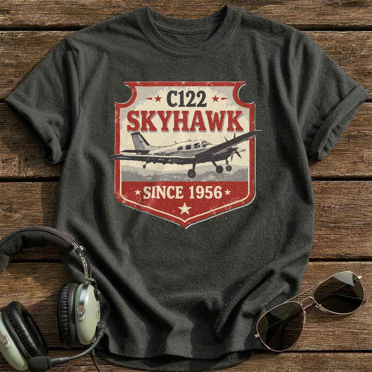 C122 Skyhawk Since 1956 T-Shirt - Charcoal