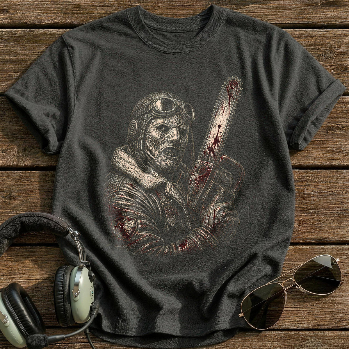 Chainsaw Etched 63 T-Shirt - Charcoal