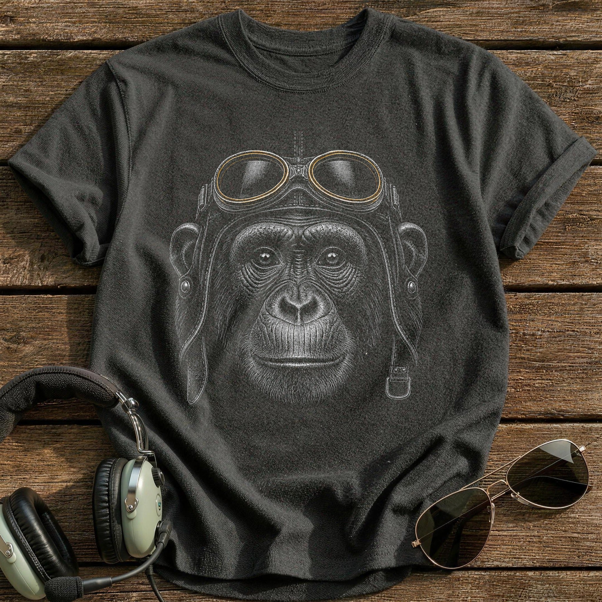 Chimp Aviator (Warm Amber) T-Shirt - Charcoal