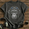 Chimp Flyer (Slate Blue) T-Shirt - Charcoal