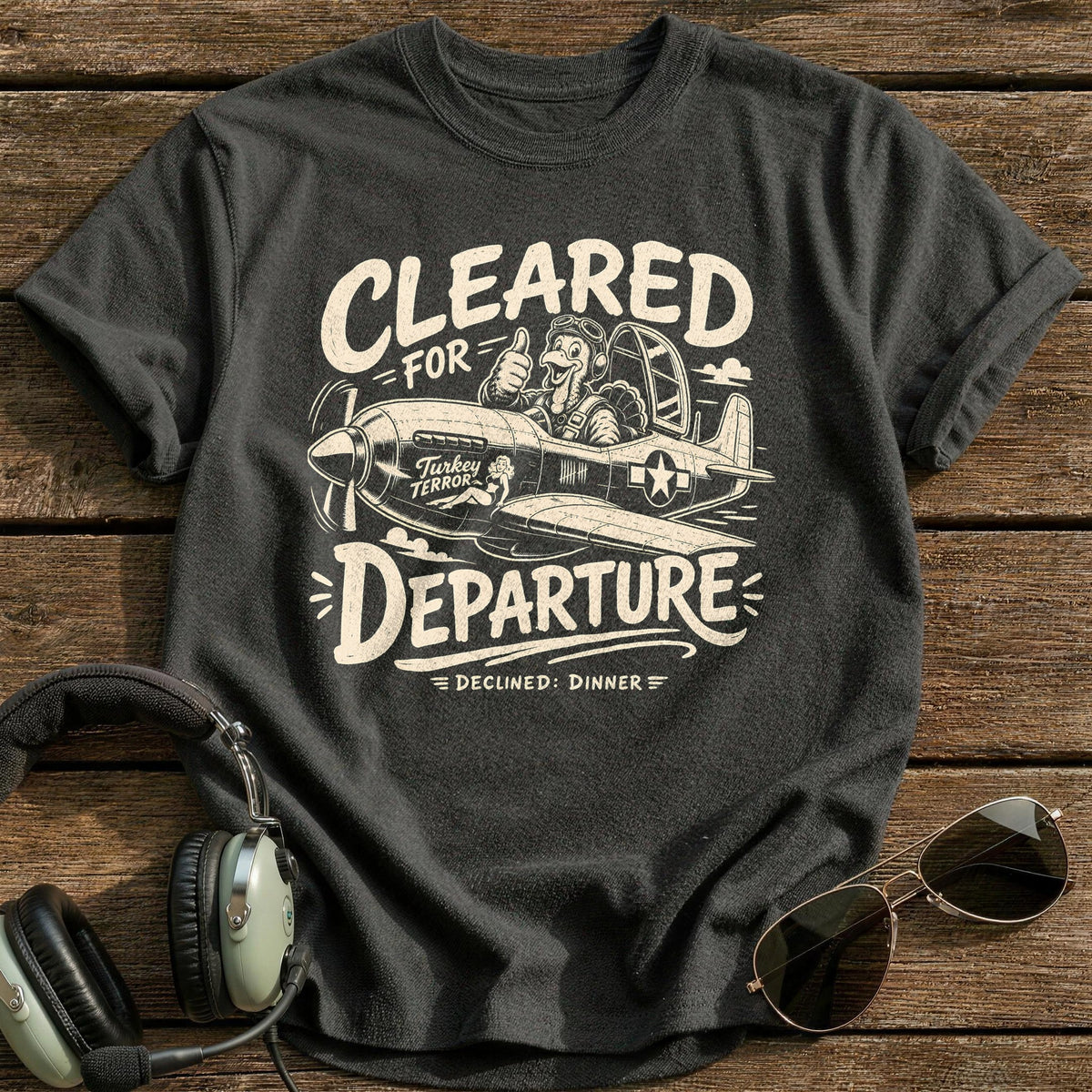 Cleared For Departure Declined Dinner 3 T-Shirt - Charcoal