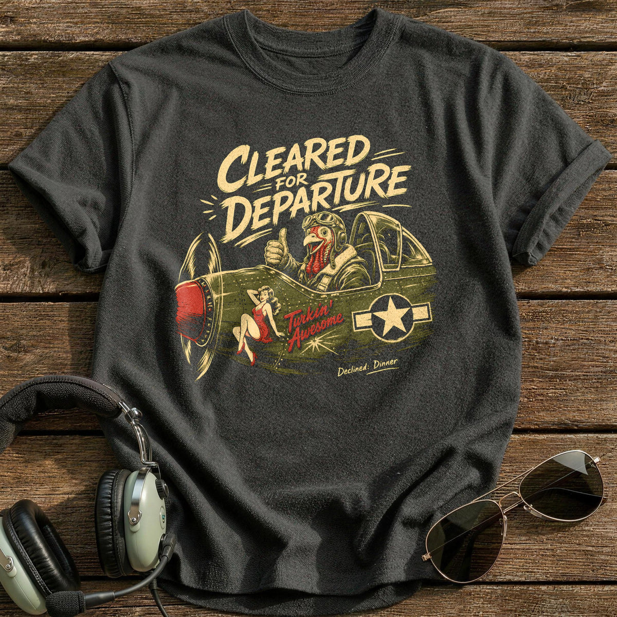 Cleared For Departure Declined Dinner 5 T-Shirt - Charcoal