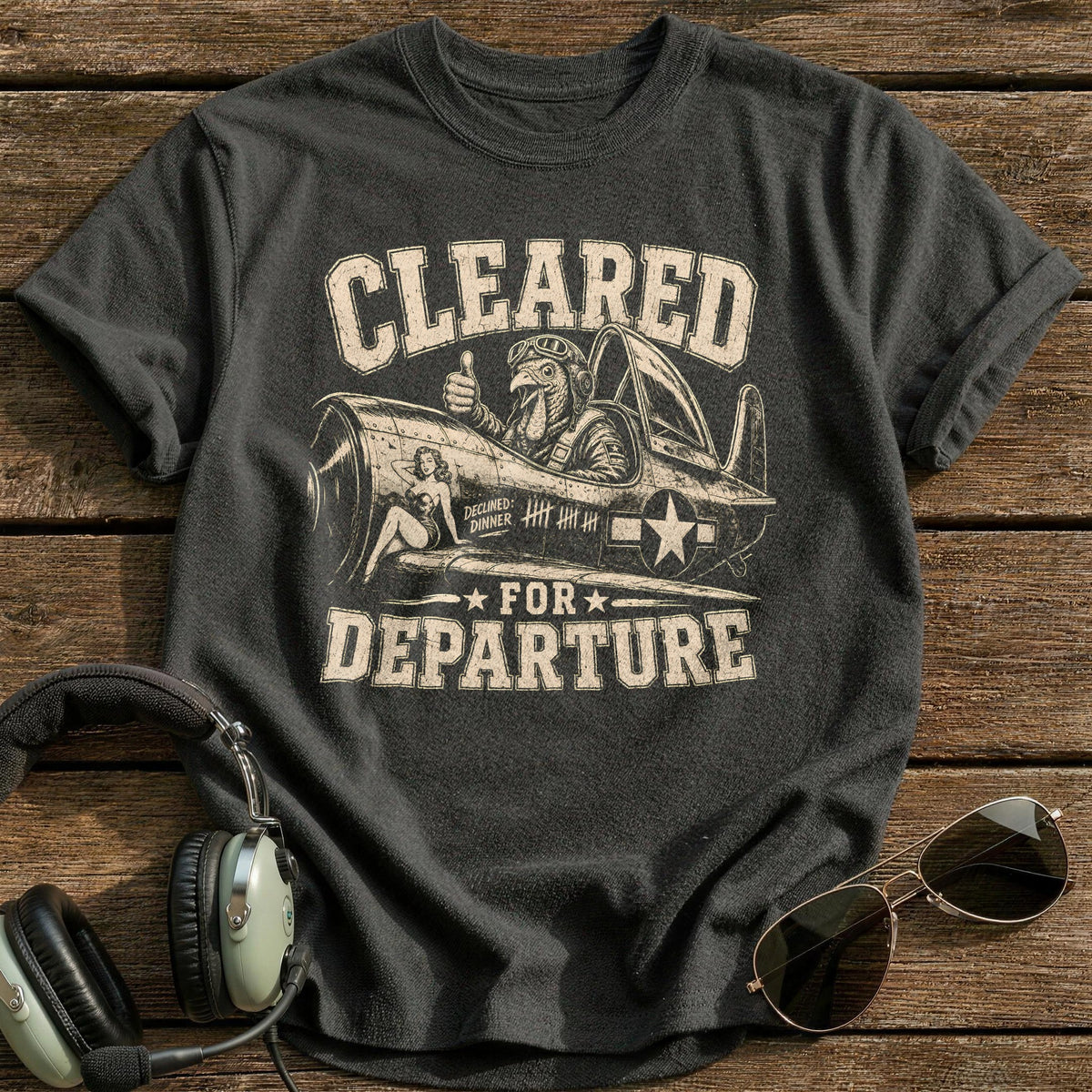 Cleared For Departure Declined Dinner 8 T-Shirt - Charcoal