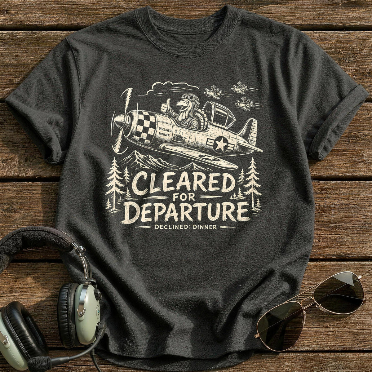 Cleared For Departure Declined Dinner 9 T-Shirt - Charcoal