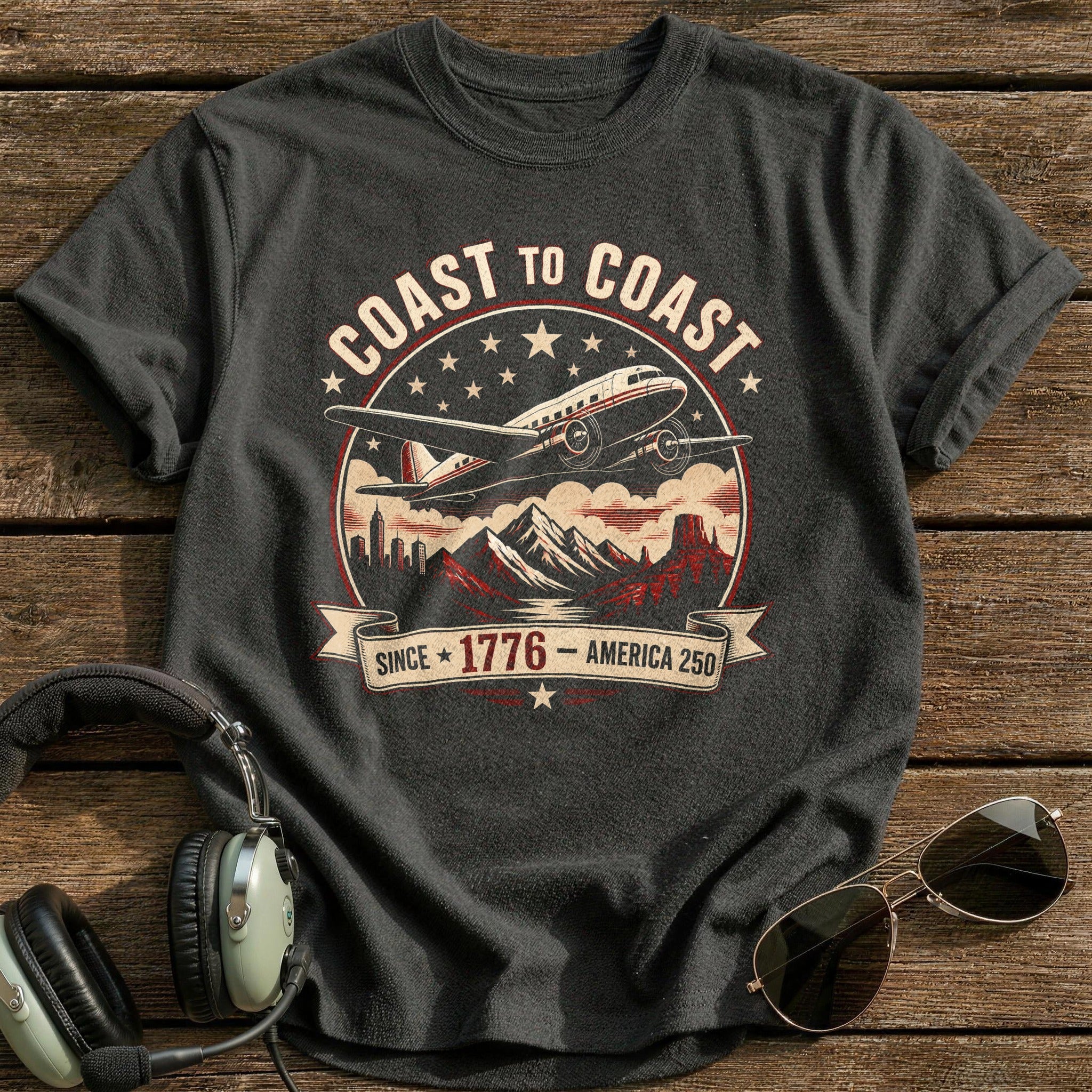 Coast To Coast Since 1776 T-Shirt - Charcoal