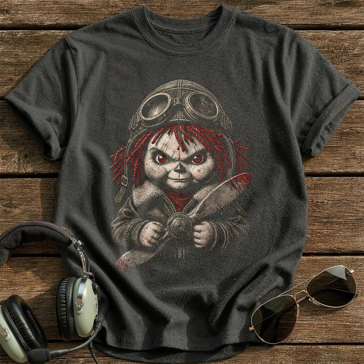 Doll Etched 73 T-Shirt - Charcoal