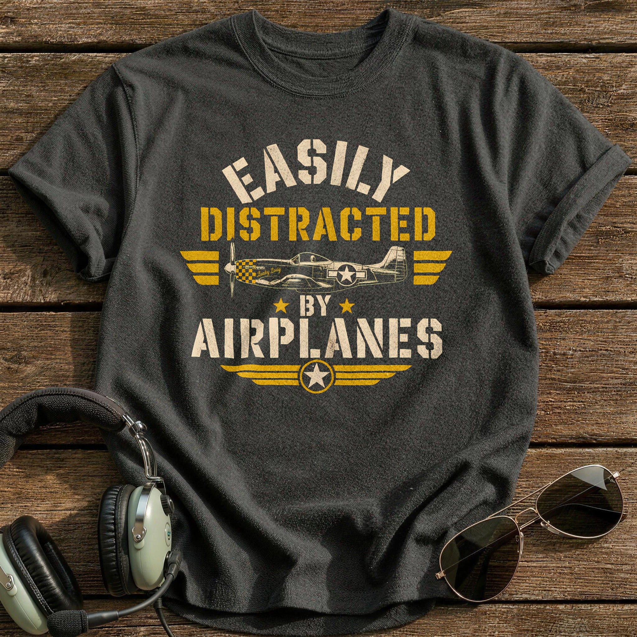 Easily Distracted By Airplanes - Charcoal