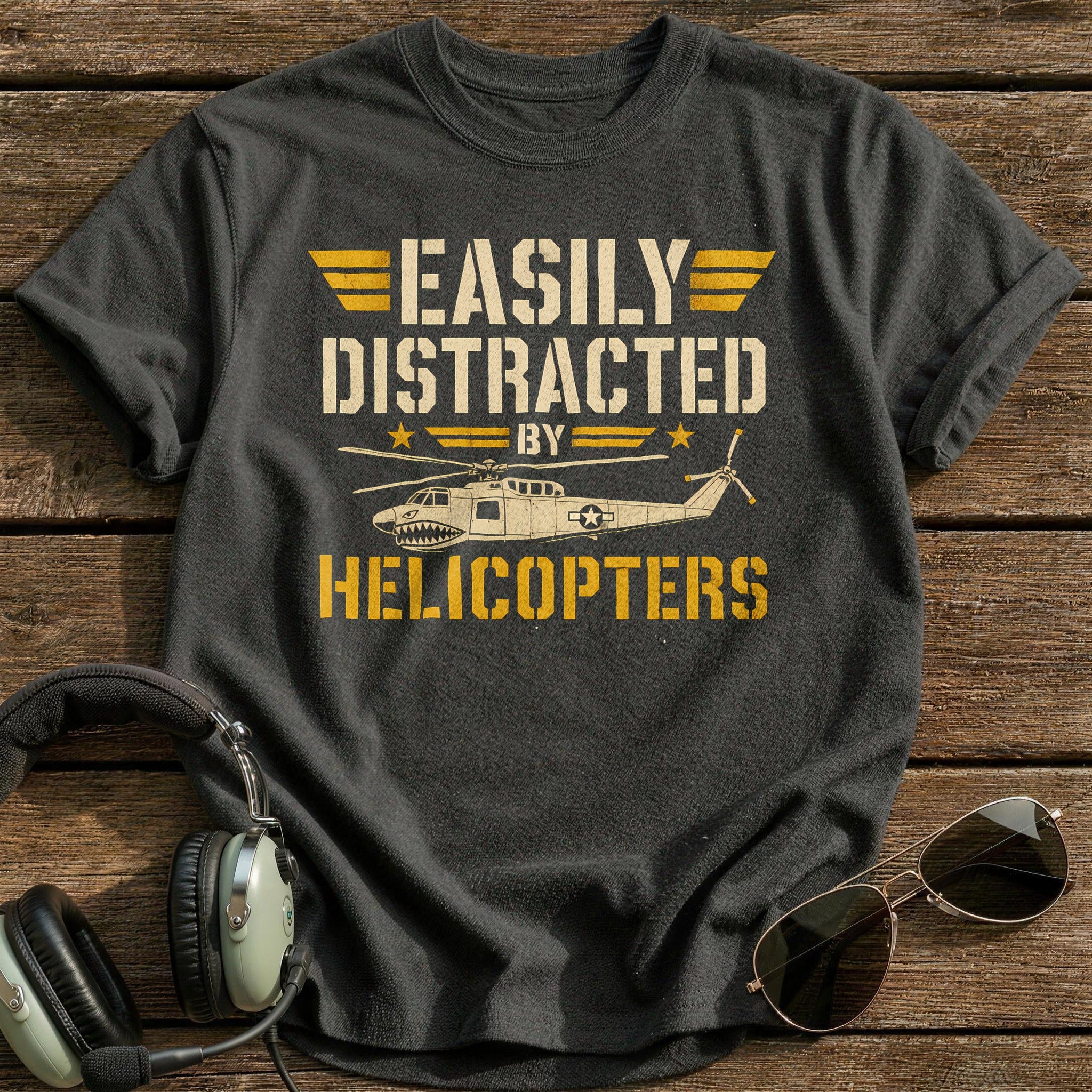 Easily Distracted By Helicopters - Charcoal