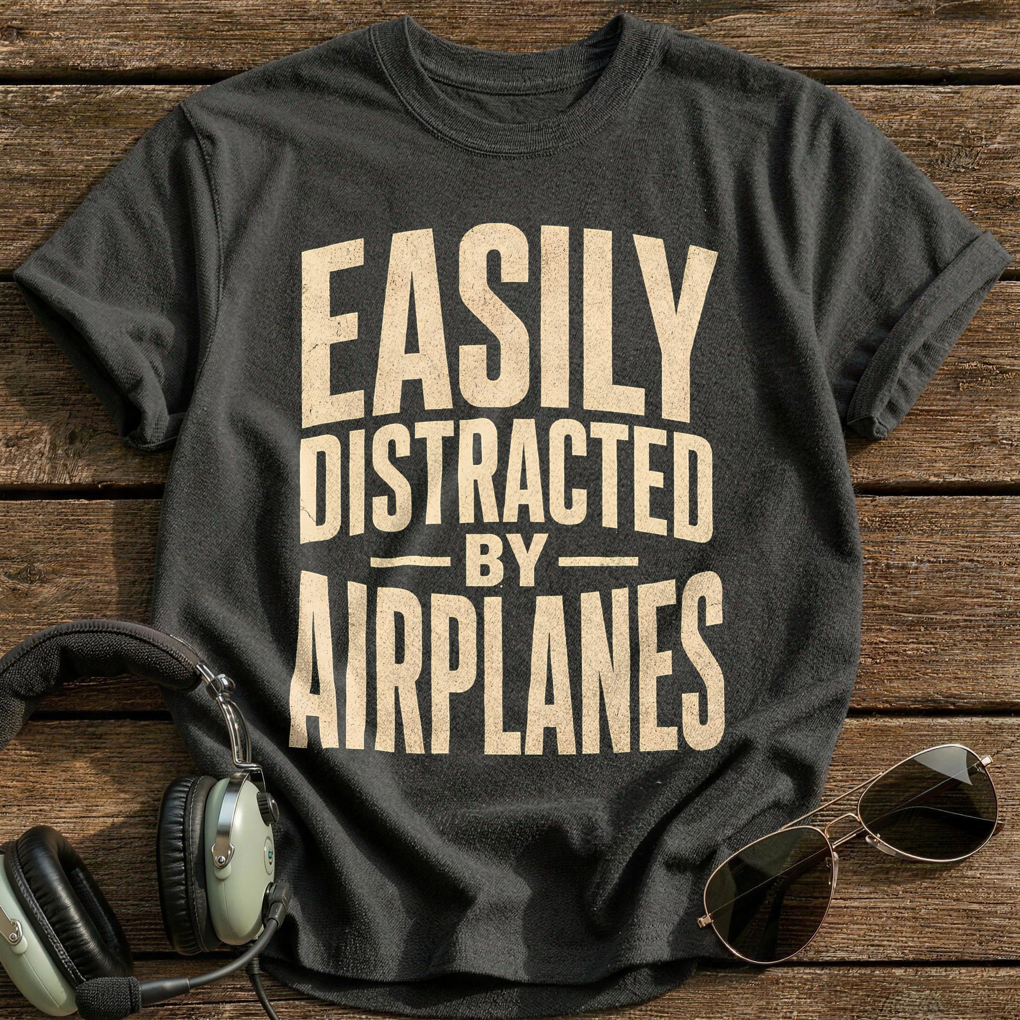 Easily Sidetracked By Planes - Charcoal