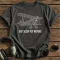 Eat Sleep Fly 35 T-Shirt - Charcoal