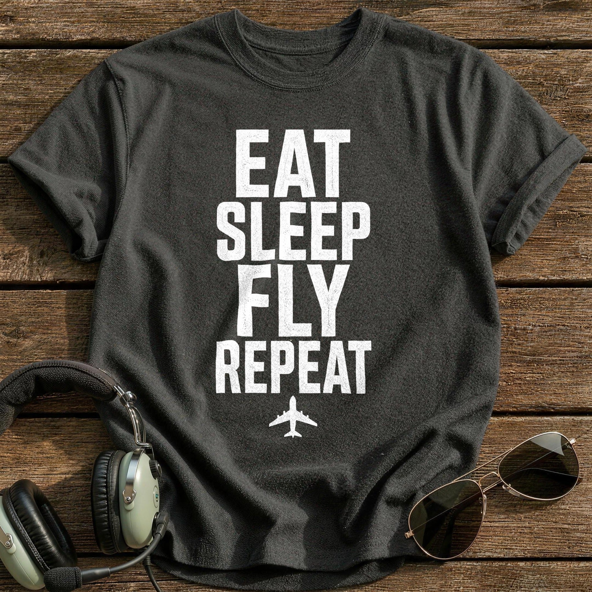 Eat Sleep Fly 37 T-Shirt - Charcoal
