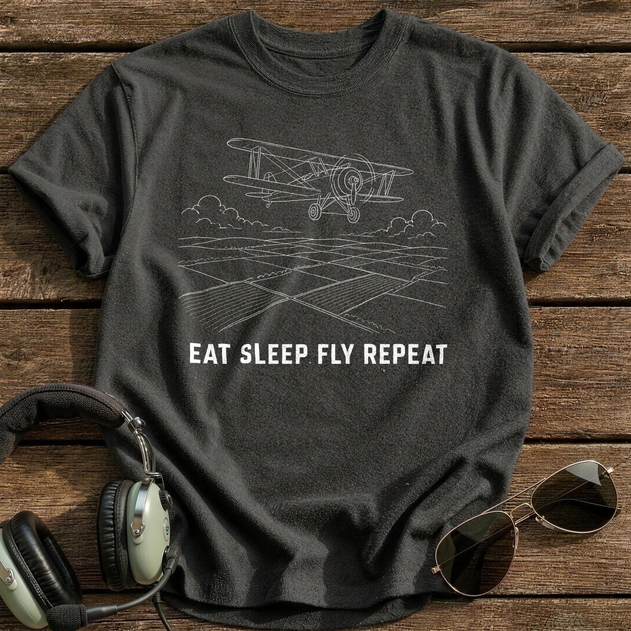 Eat Sleep Fly Repeat 36 T-Shirt - Charcoal