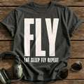 Eat Sleep Fly Repeat 41 T-Shirt - Charcoal