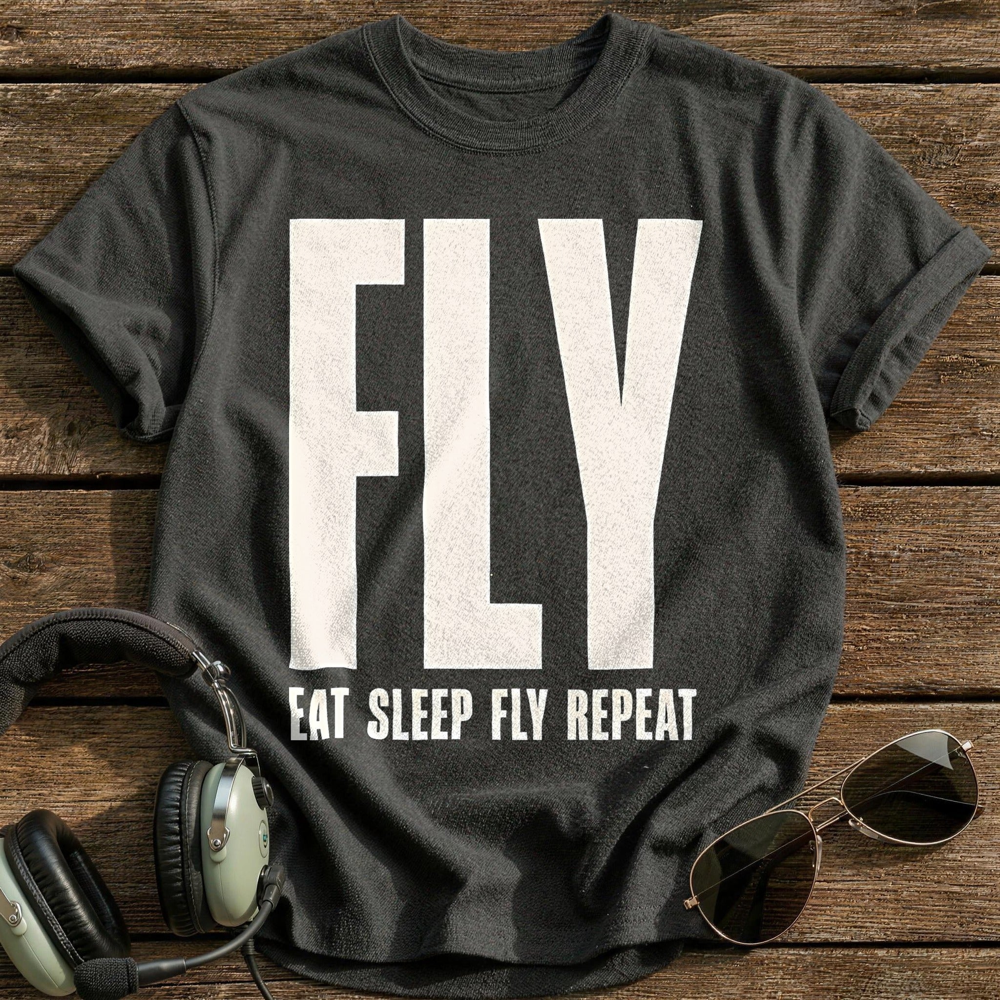 Eat Sleep Fly Repeat 41 T-Shirt - Charcoal