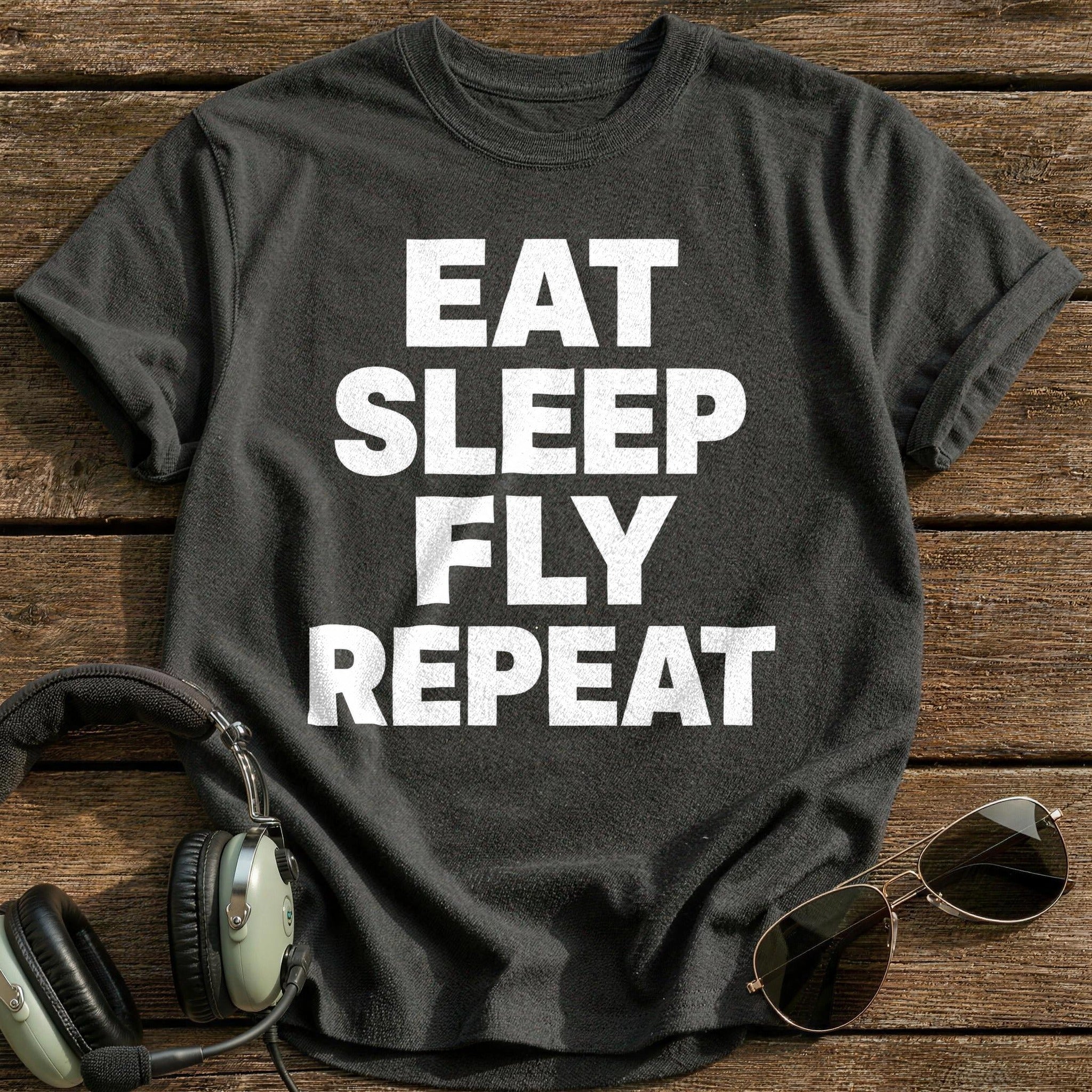 Eat Sleep Fly Repeat T-Shirt - Charcoal