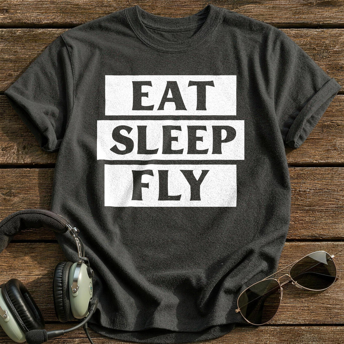 Eat Sleep Fly T-Shirt - Charcoal