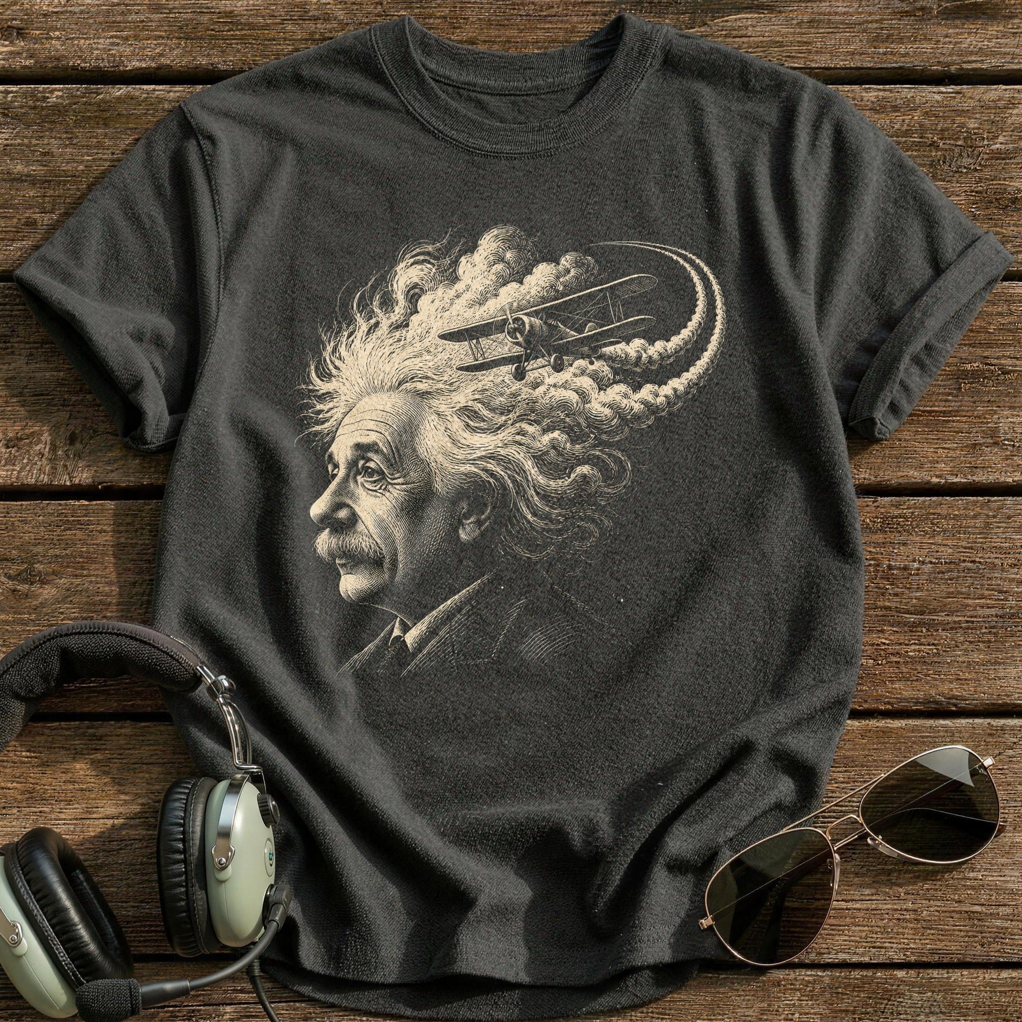 Einstein Aviator Portrait T-Shirt - Charcoal