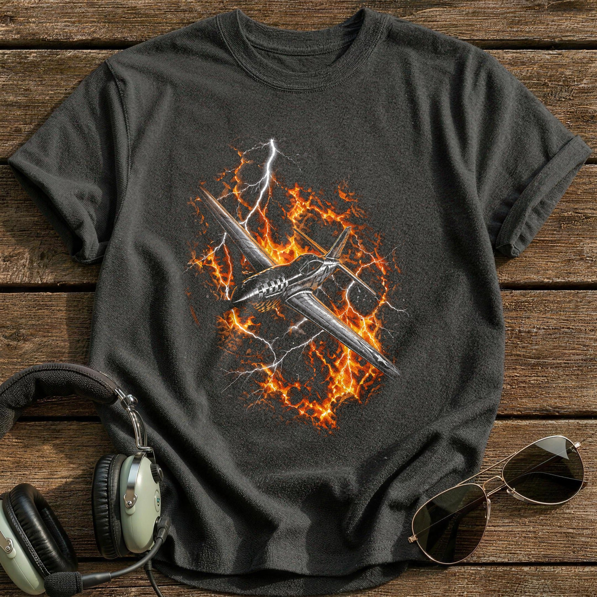 Fire Lightning Jet T-Shirt - Charcoal